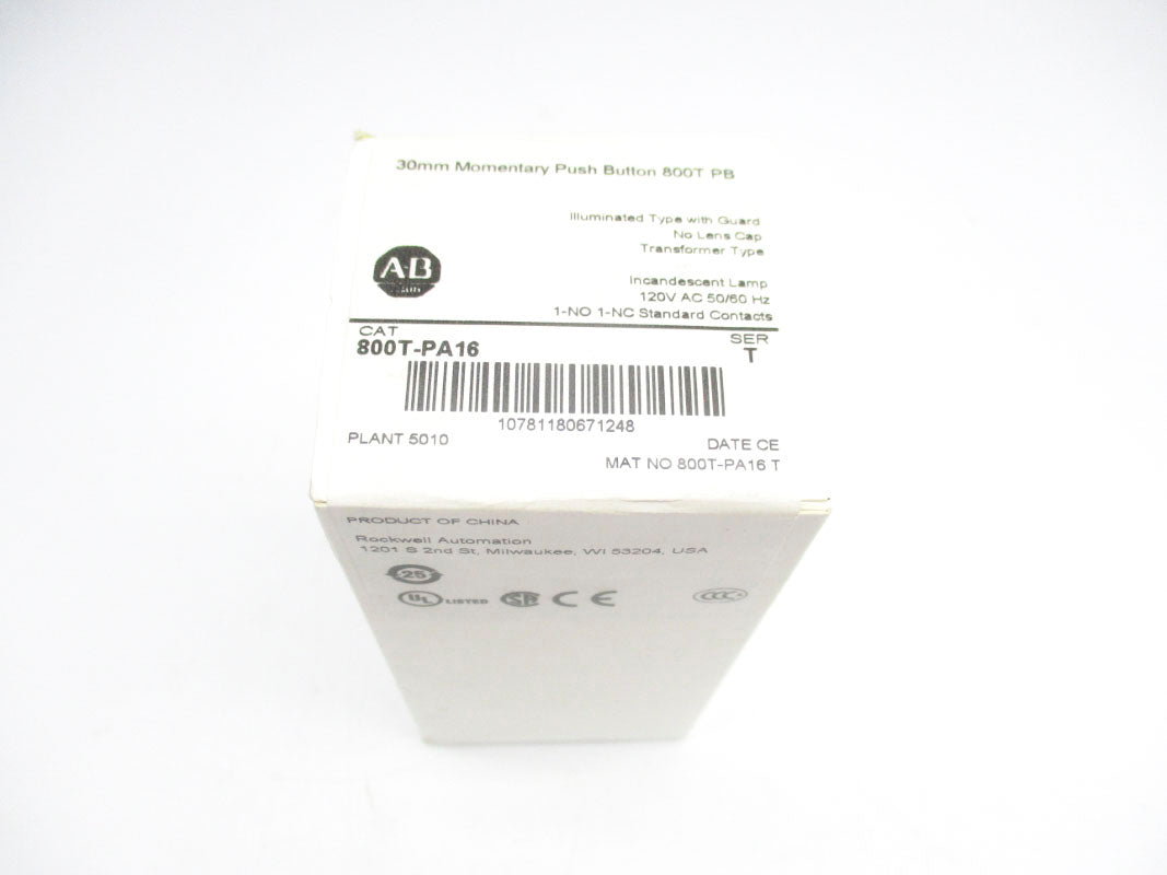 ALLEN BRADLEY 800T-PA16 SER. T (WH) NSFS