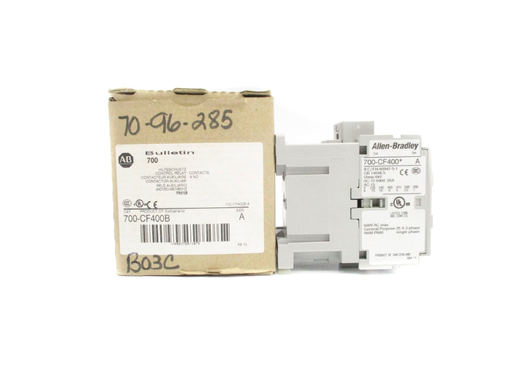 ALLEN BRADLEY 700-CF400B SER. A 440/480V 20A (BR/WH) NSMP