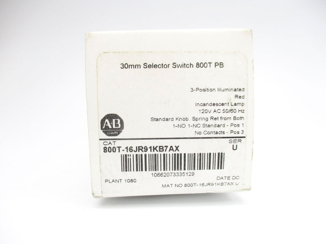 ALLEN BRADLEY 800T-16JR91KB7AX SER. U 120VAC (WH) NSMP