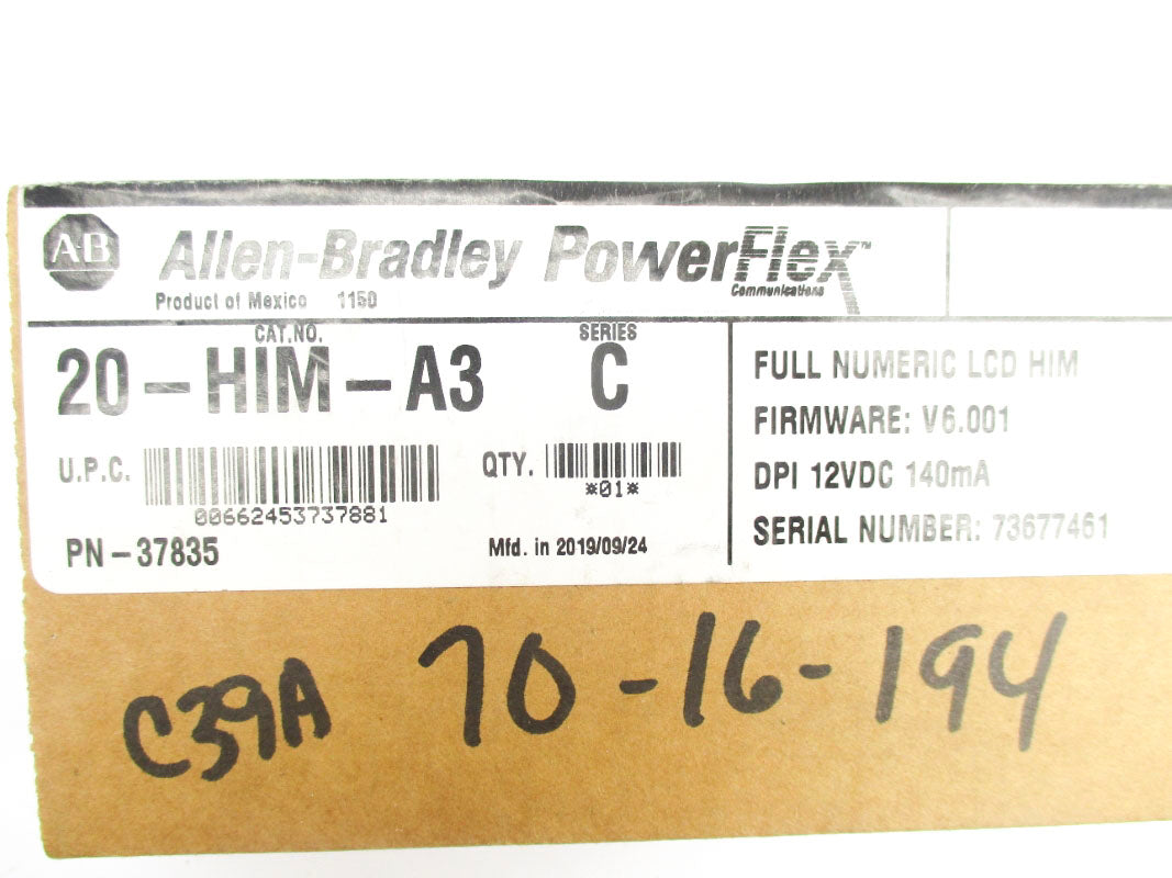 ALLEN BRADLEY 20-HIM-A3 SER. C F/W 6.001 DATE: 2019 NSFS