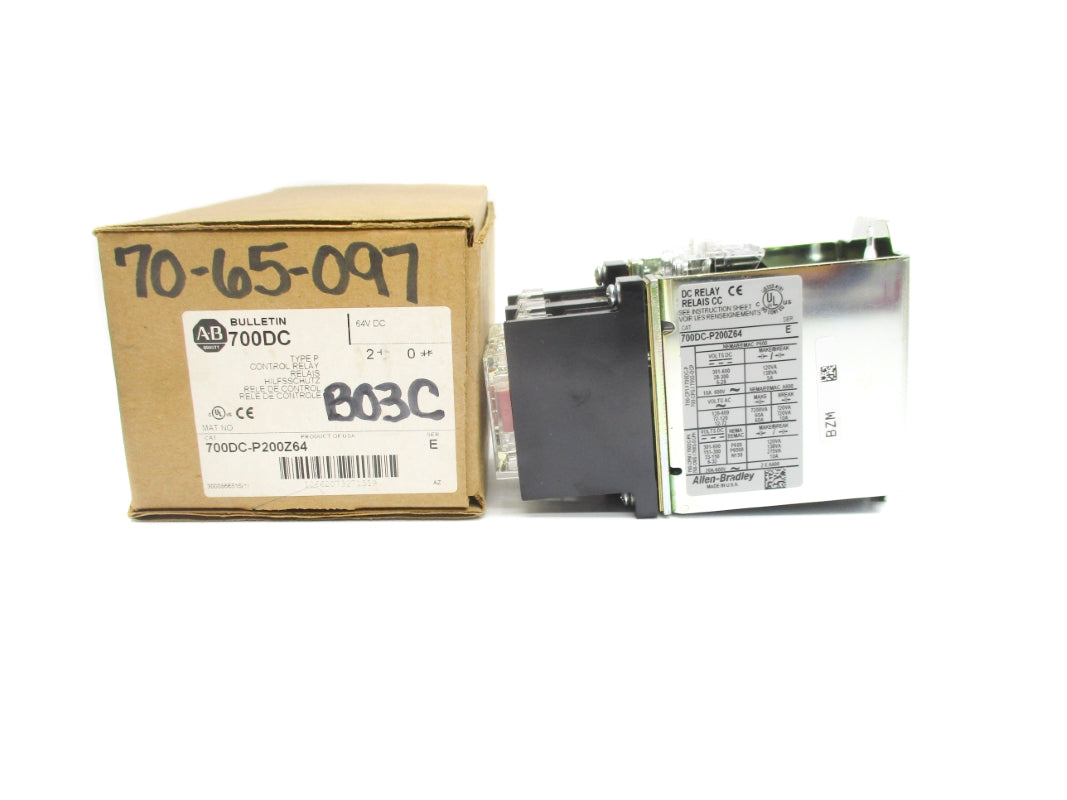 ALLEN BRADLEY 700DC-P200Z64 SER. E 64VDC (BR/WH) NSMP