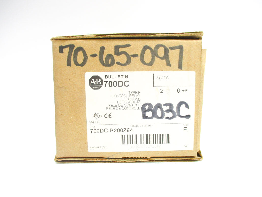 ALLEN BRADLEY 700DC-P200Z64 SER. E 64VDC (BR/WH) NSMP