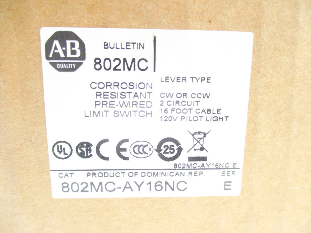 ALLEN BRADLEY 802MC-AY16NC SER. E (BR/WH) NSMP