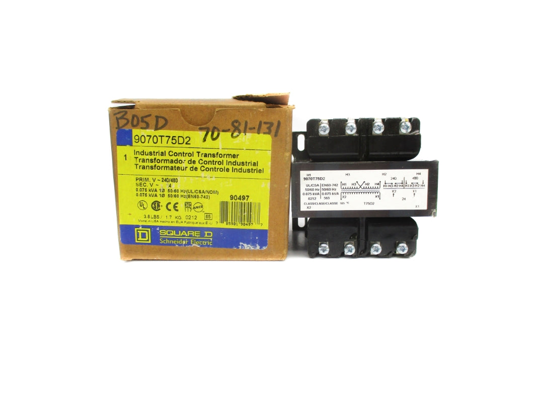 SQUARE D 9070T75D2 0.075KVA 240/480V NSMP