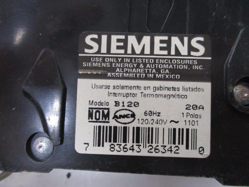 SIEMENS B120 CIRCUIT BREAKER 20A (AS PICTURED) *NEW NO BOX*