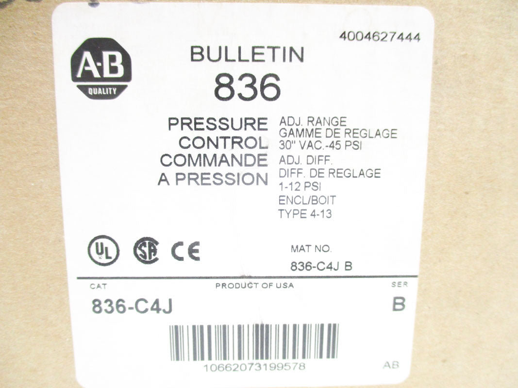 ALLEN BRADLEY 836-C4J SER. B 30-45PSI (BR/WH) NSMP