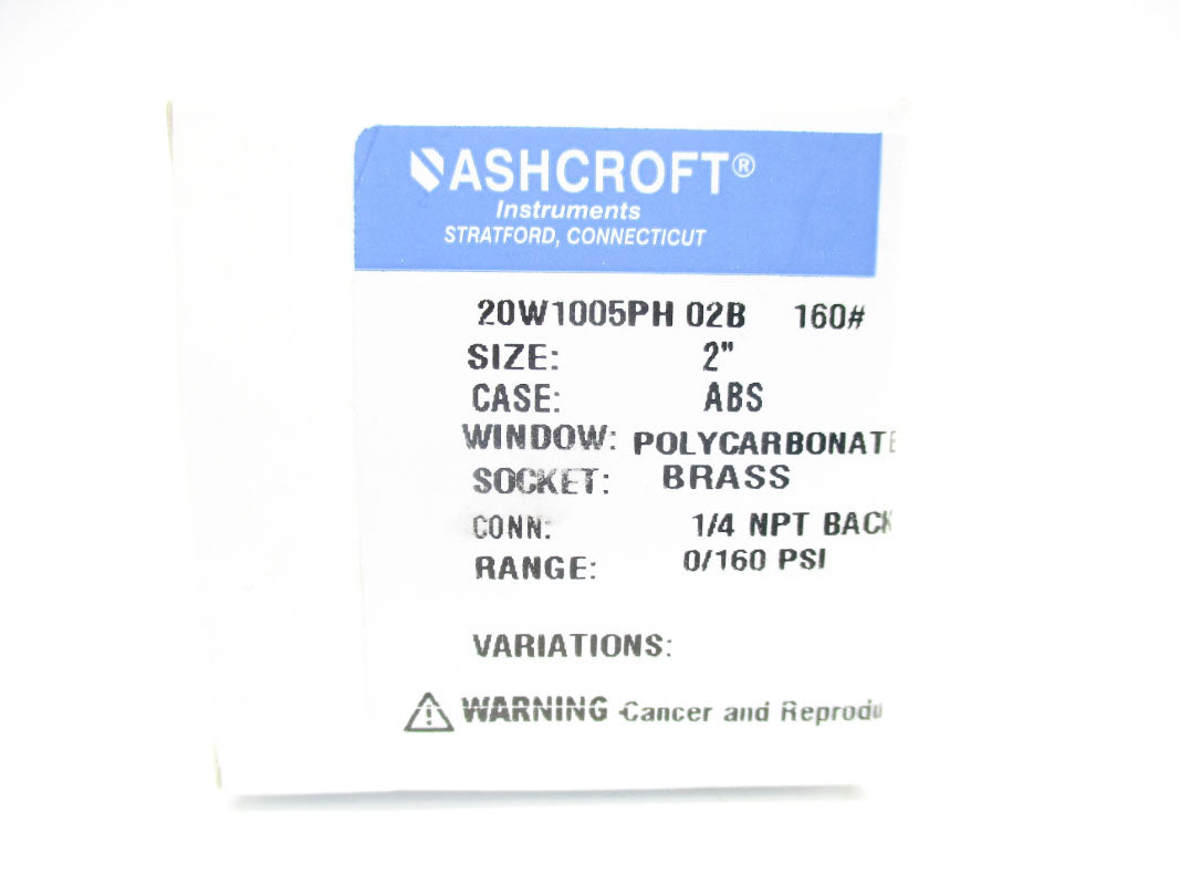 ASHCROFT 20W1005PH02B160# 0/160PSI NSMP