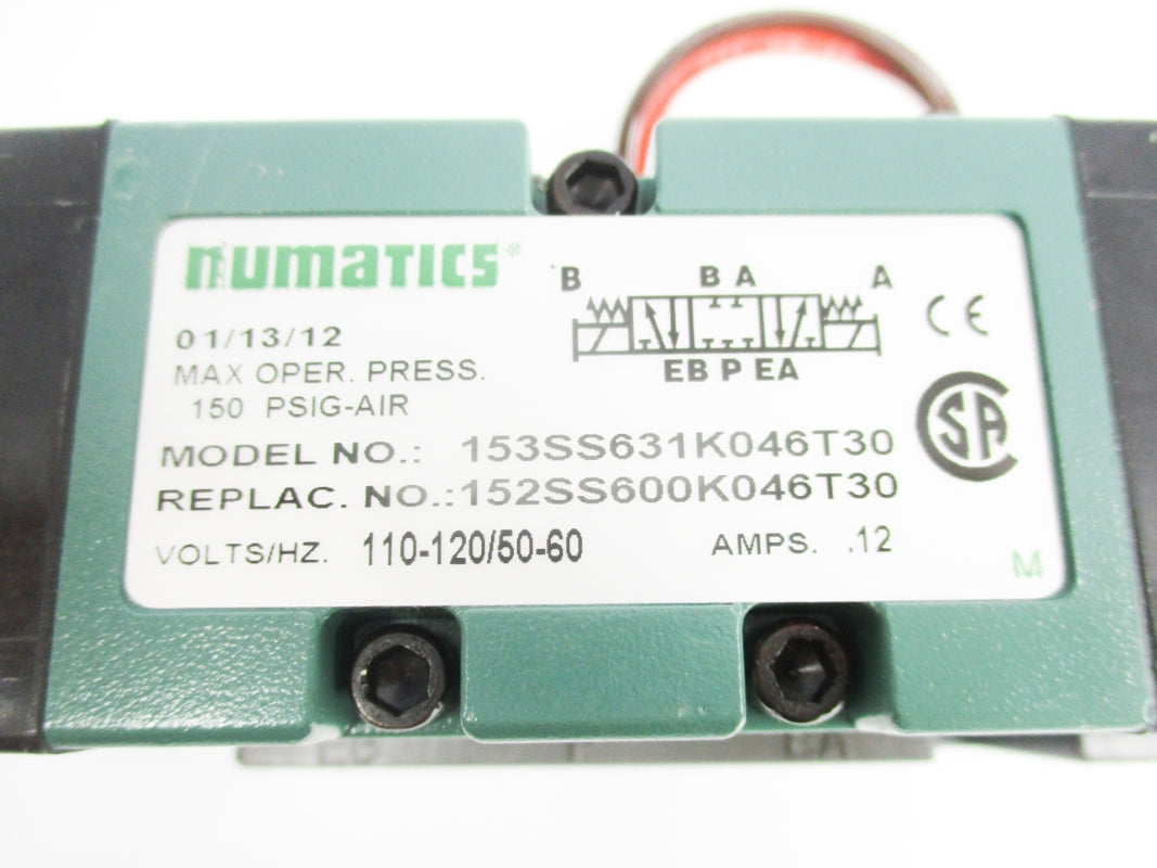NUMATICS 153SS631K046T30 110/120V .12A 150PSI NSNP