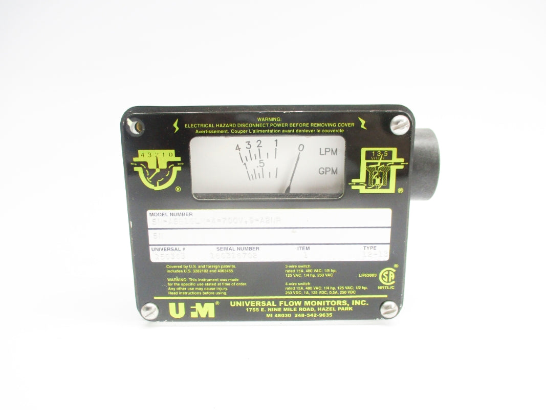 UNIVERSAL FLOW MONITORS SN-ASB1GLM-4-700V.9-A2NR 15A 480VAC NSNP