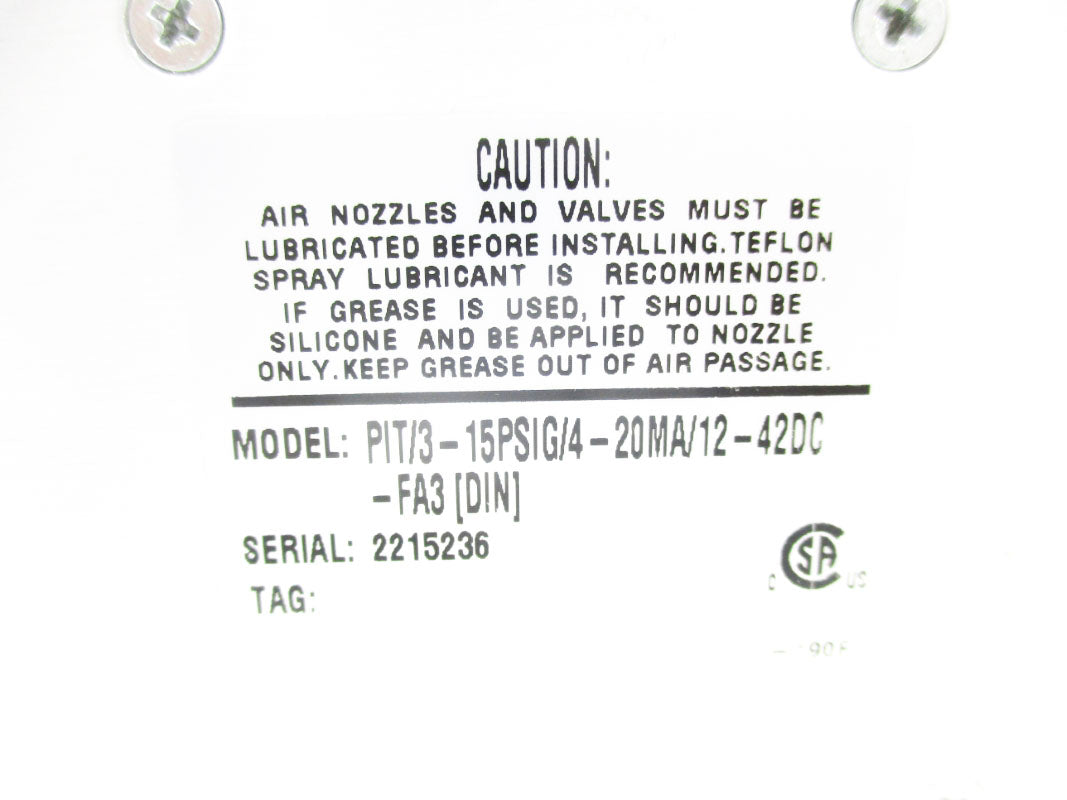 MOORE INDUSTRIES PIT/3-15PSIG/4-20MA/12-42DC-FA3-DIN 15PSI 12-42VDC NSNP