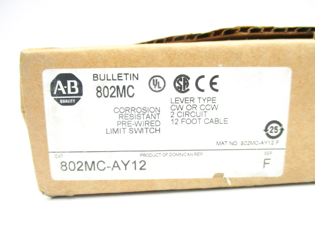 ALLEN BRADLEY 802MC-AY12 SER. F 120-600VAC 80A (BR/WH) NSMP