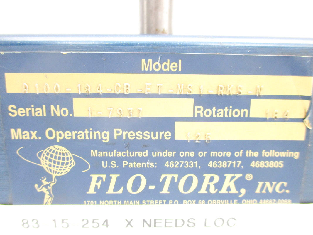 FLO-TORK A100-184-CB-ET-MS1-RKS-N 125PSI UNMP