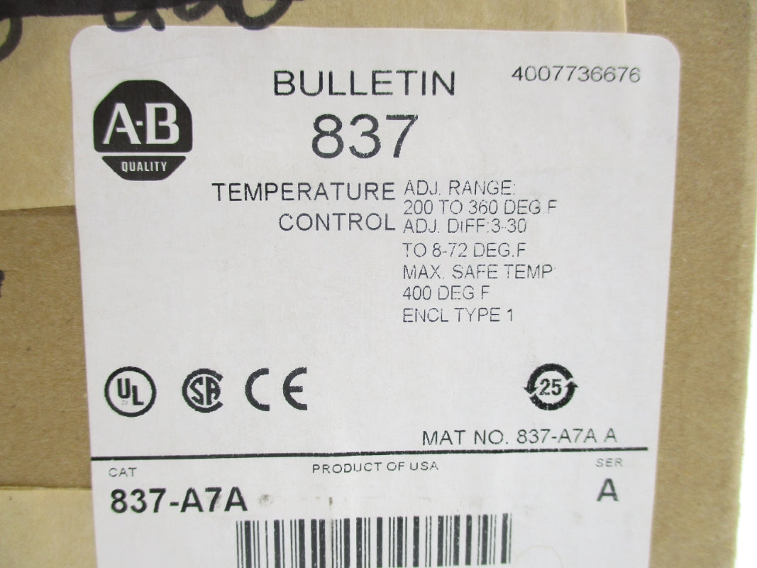 ALLEN BRADLEY 837-A7A SER. A 200-360'F (BR/WH) NSFS