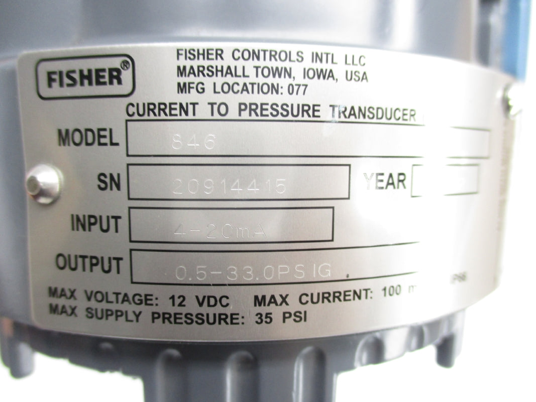 FISHER 846 0.5-33.0PSI 12VDC UNMP