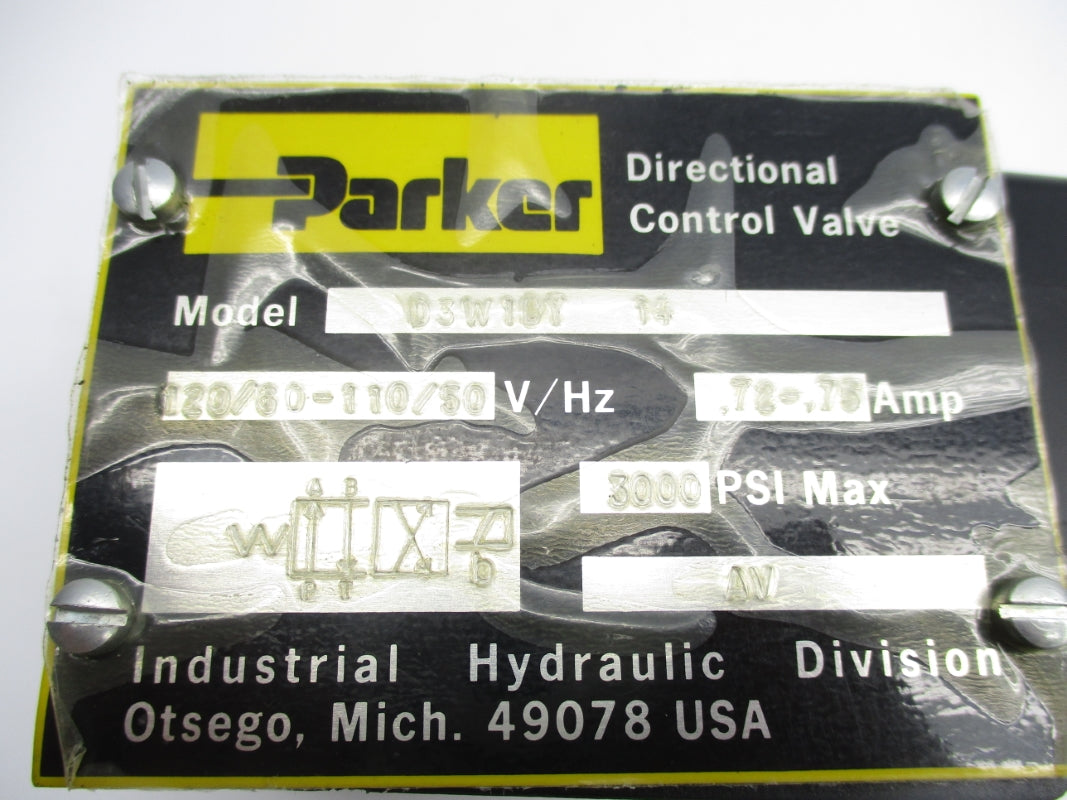 PARKER D3W1BY14 3000PSI 0.72-0.75A 110-120V UNMP