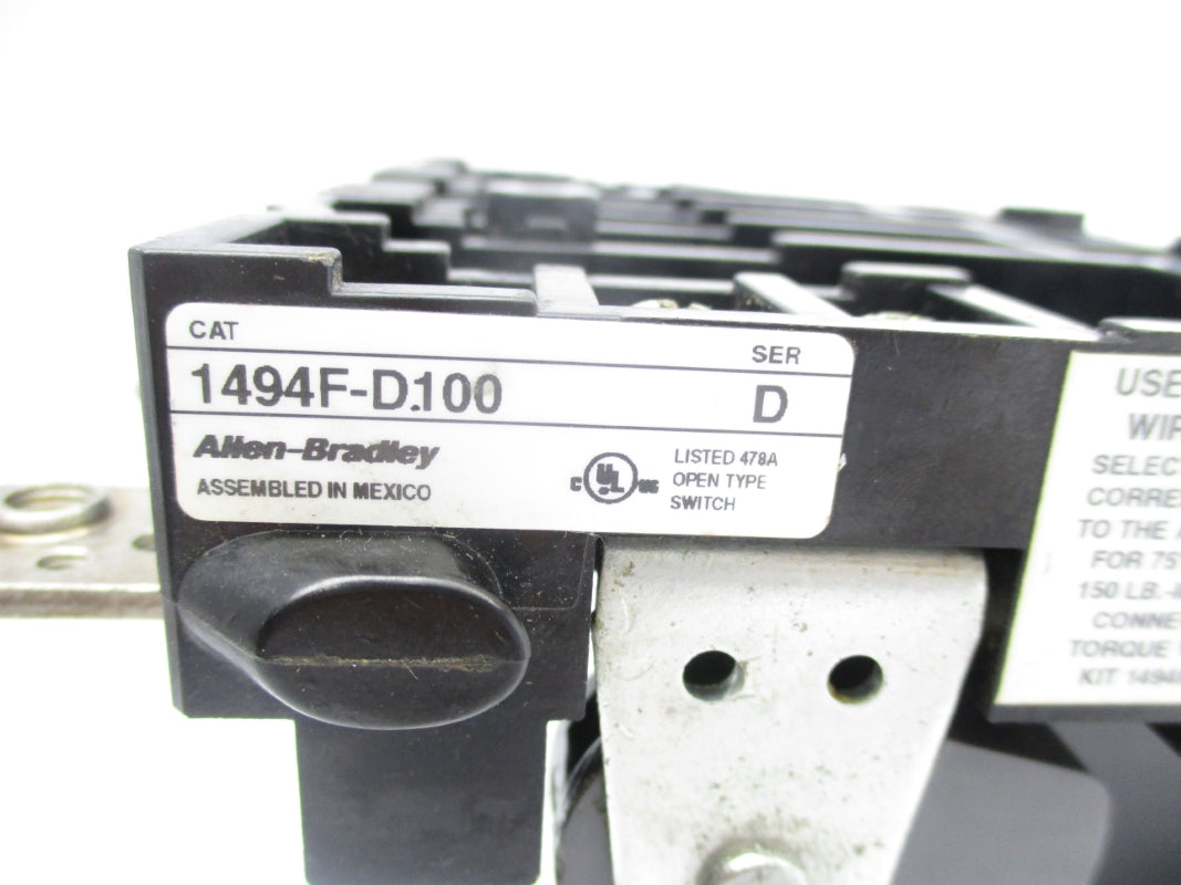 ALLEN BRADLEY 1494F-D100 SER. D 600VAC 100A UNMP