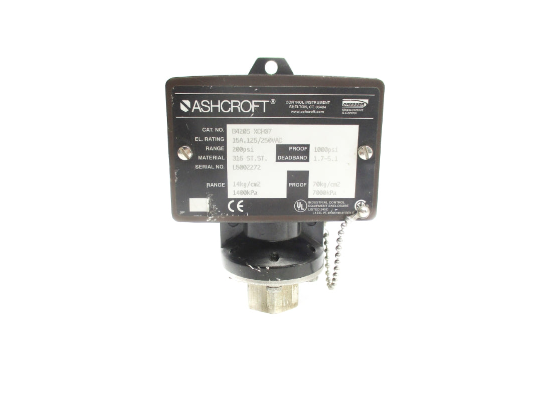 ASHCROFT B420SXCH07 250VAC 15A 200PSI UNMP