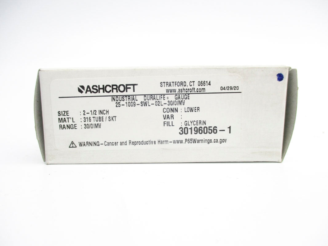 ASHCROFT 25-1009-SWL-02L-30/0IMV 2-1/2" NSMP