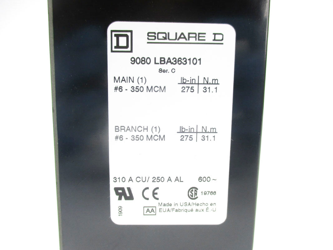 SQUARE D 9080LBA363101 SER. C 600V 310A NSNP