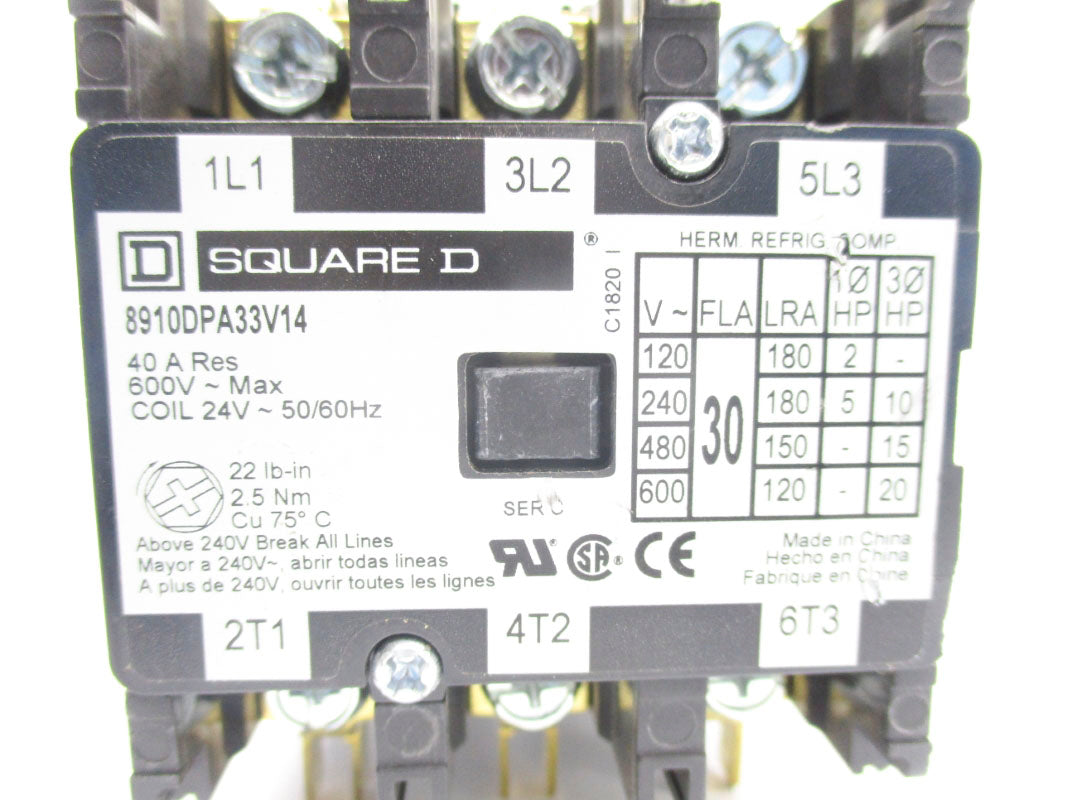 SQUARE D 8910DPA33V14 SER. C 24V 40A (AS PICTURED) NSNP