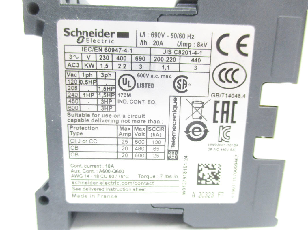 SCHNEIDER ELECTRIC LC2K0610F7 110V 20A NSNP