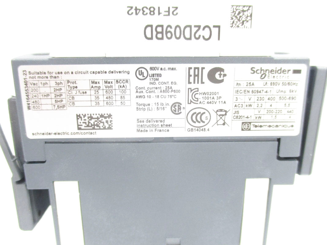 SCHNEIDER ELECTRIC LC2D09BD 24VDC 25A NSNP