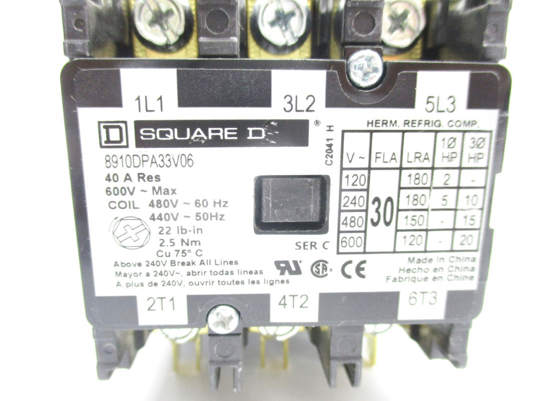 SQUARE D 8910DPA33V06 440/480V 40A NSNP