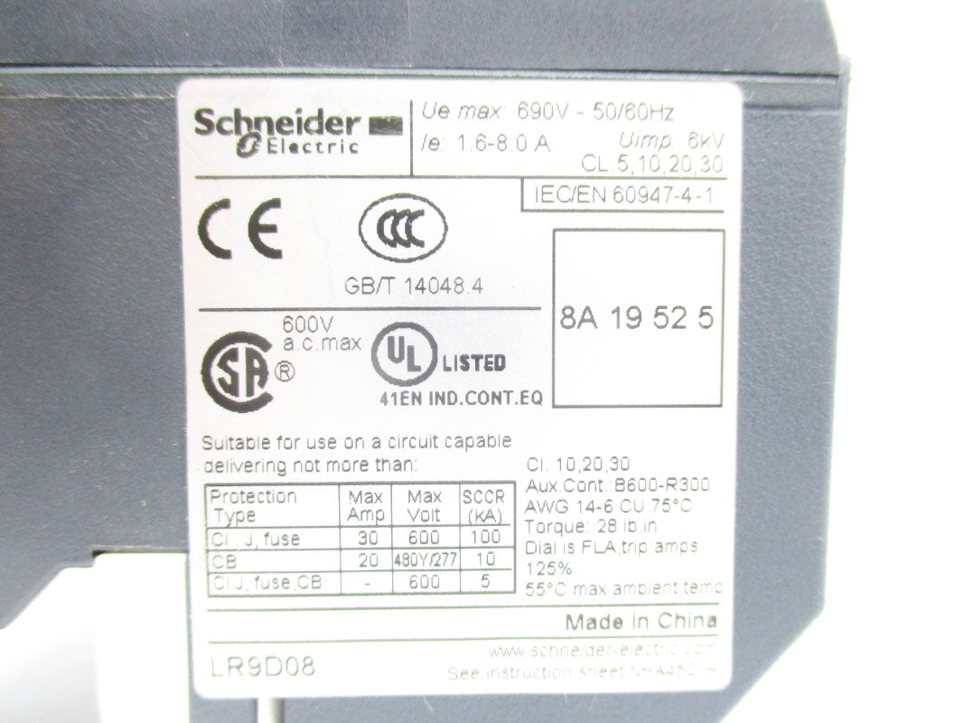 SCHNEIDER ELECTRIC LR9D08 690V 8.0A NSNP