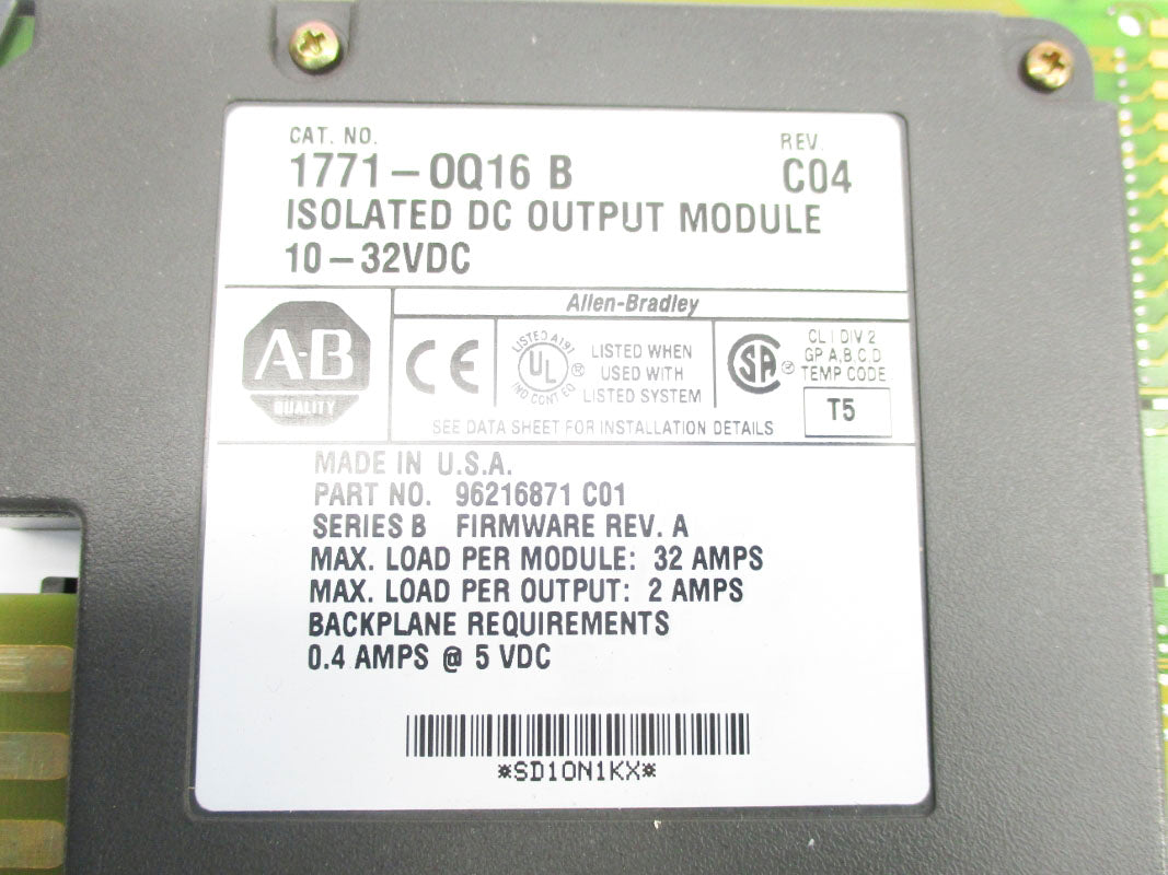 ALLEN BRADLEY 1771-OQ16B 10-32VDC 32A UNMP