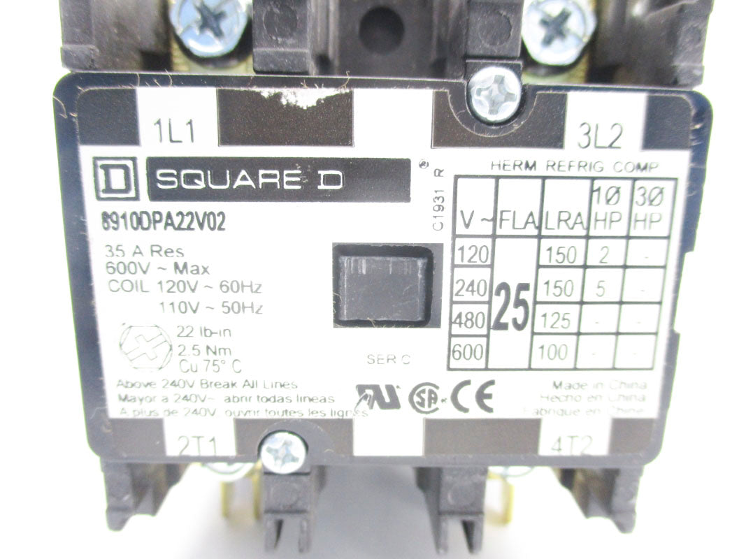 SQUARE D 8910DPA22V02 SER. C 110/120V 35A UNMP