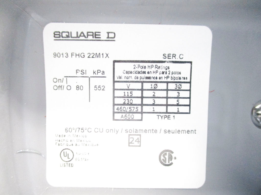 SQUARE D 9013FHG22M1X SER. C 575V 80PSI NSNP