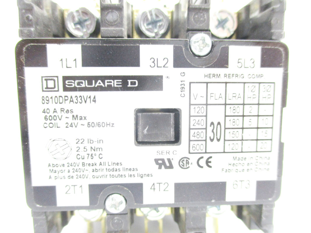 SQUARE D 8910DPA33V14 SER. C 24V 40A UNMP