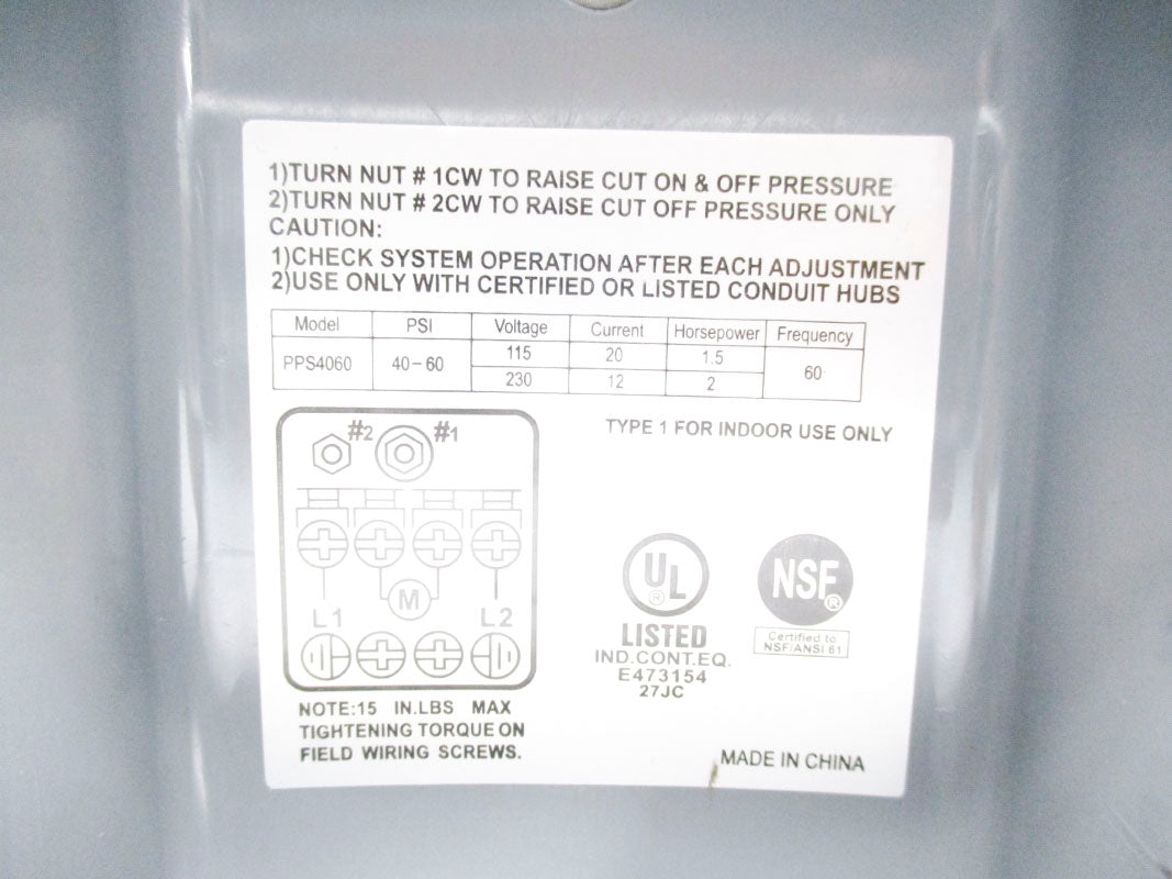 PRO PLUMBER PPS4060 40-60PSI 230V NSNP