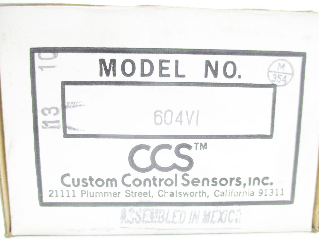 CUSTOM CONTROL SENSORS 604V1 480VAC 15A 250PSI NSMP