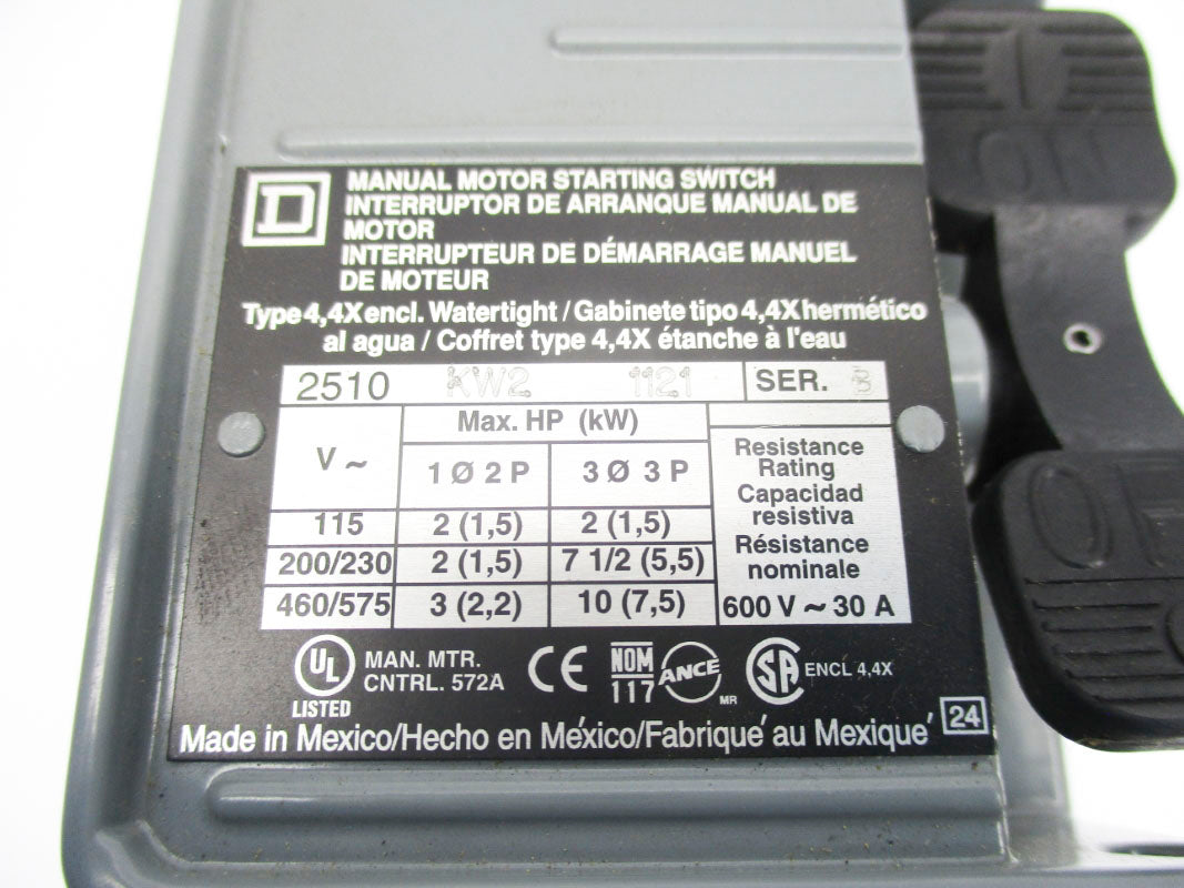 SQUARE D 2510KW21121 SER. B 600V 30A NSNP
