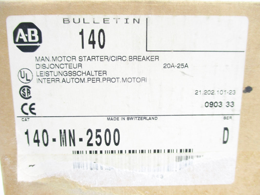 ALLEN BRADLEY 140-MN-2500 SER. D 690V 20-25A (BR/WH) NSMP