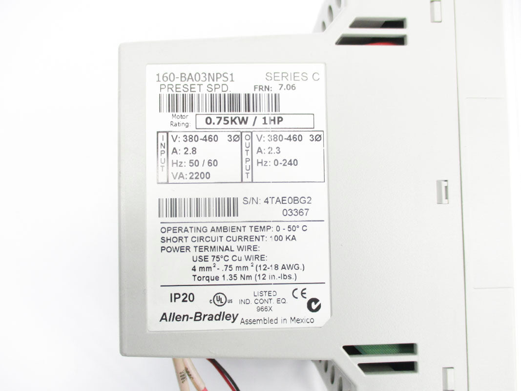 ALLEN BRADLEY 160-BA03NPS1 SER. C F/W 7.06 (AS PICTURED) UNMP