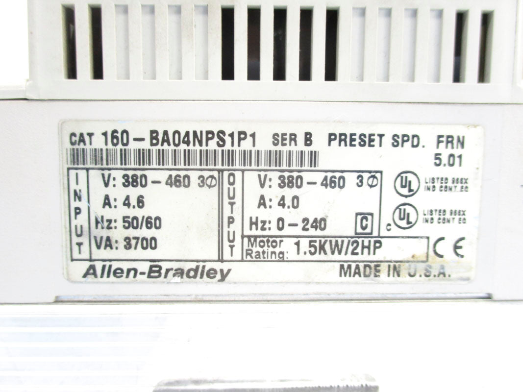 ALLEN BRADLEY 160-BA04NPS1P1 SER. B F/W 5.01 380-460V 4.6A UNMP