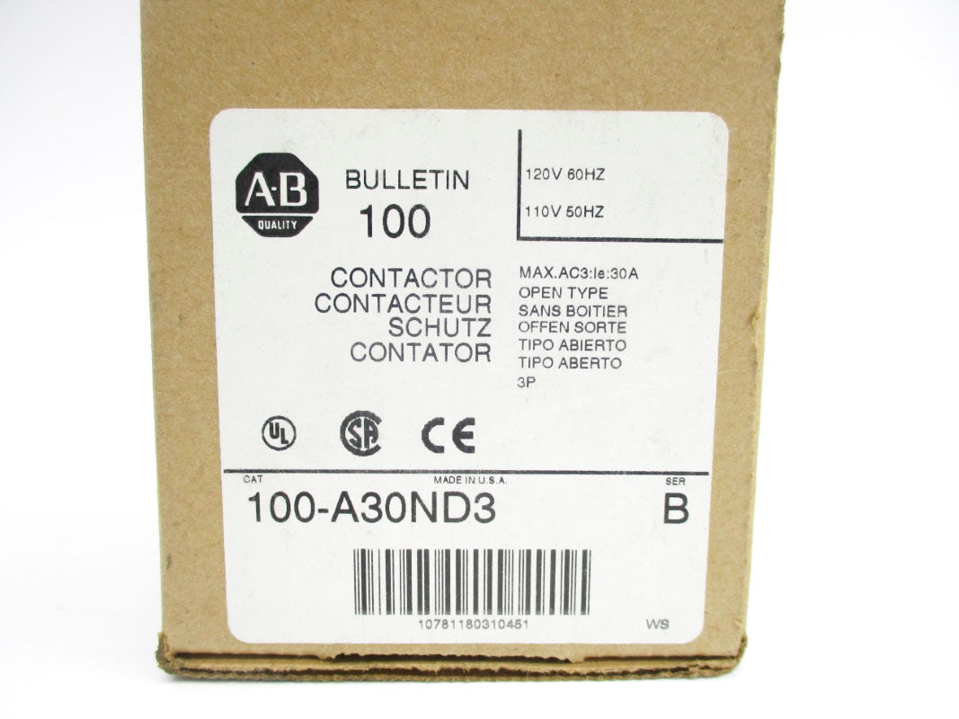 ALLEN BRADLEY 100-A30ND3 SER. B 110/120V 30A (BR/WH) NSMP