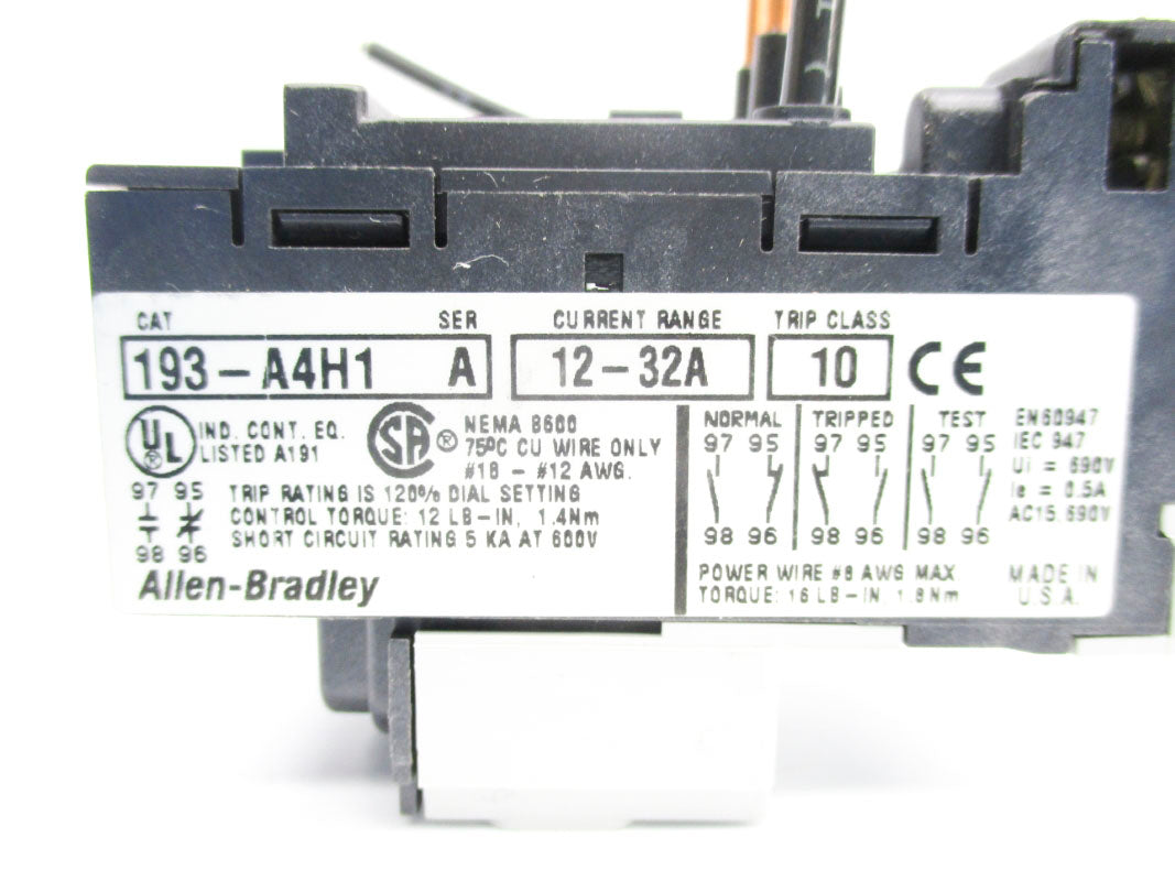 ALLEN BRADLEY 193-A4H1 SER. A 12-32A 690V UNMP