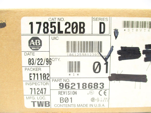 ALLEN BRADLEY 1785-L20B SER. D F/W A 5VDC 2.3A NSMP