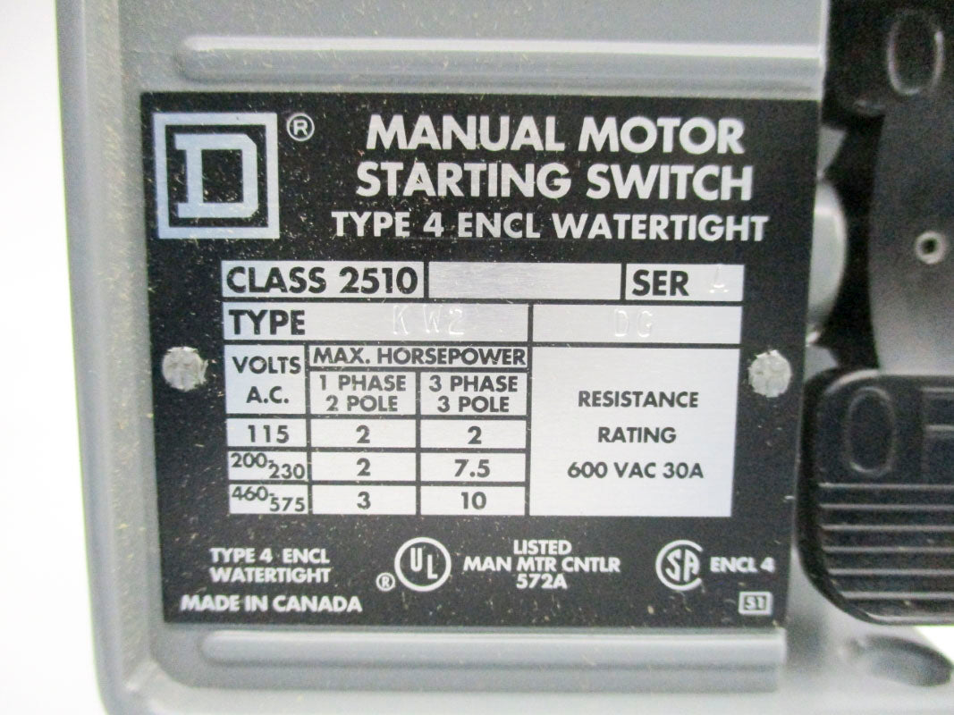 SQUARE D 2510KW2 SER. A 600VAC 30A NSMP