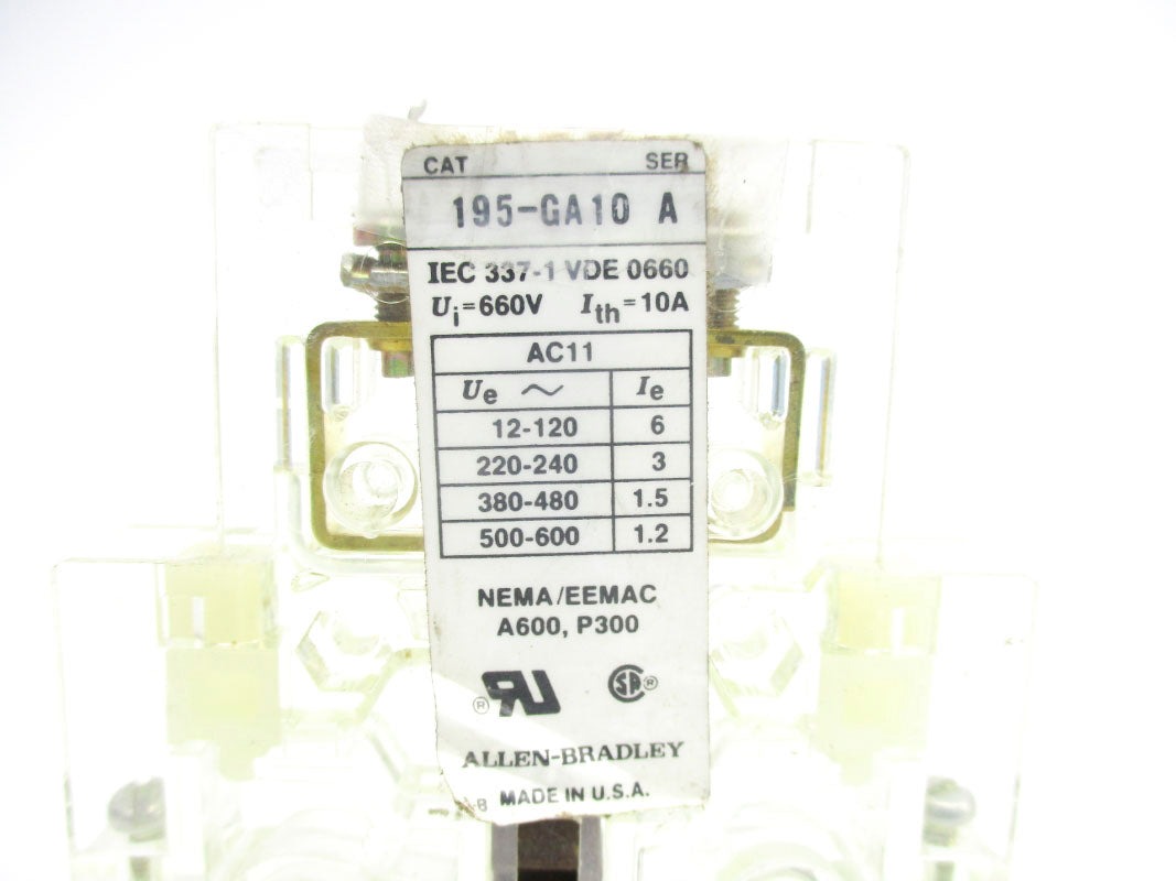 ALLEN BRADLEY 195-GA10 SER. A 660V 10A UNMP