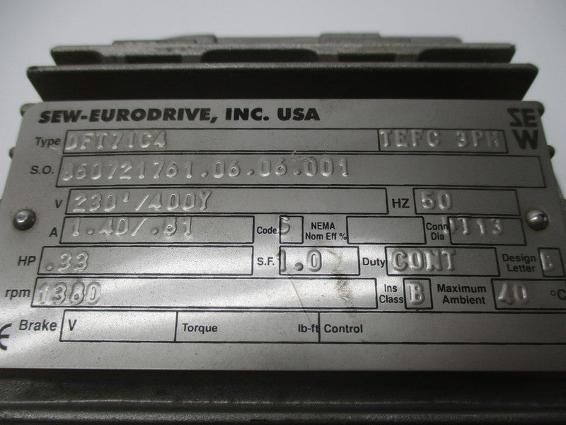 SEW-EURODRIVE DFT71C4 (AS PICTURED) UNMP