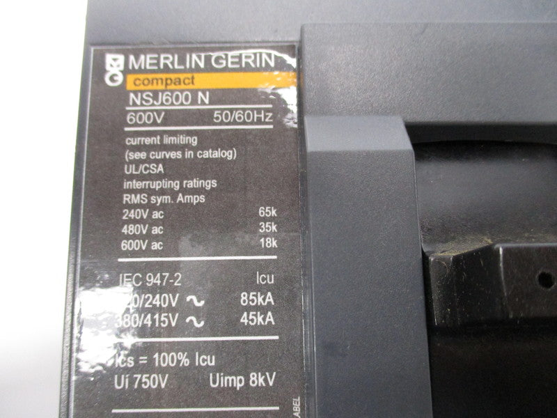 MERLIN GERIN NSJ600N CIRCUIT BREAKER 600V 50/60HZ REMAN