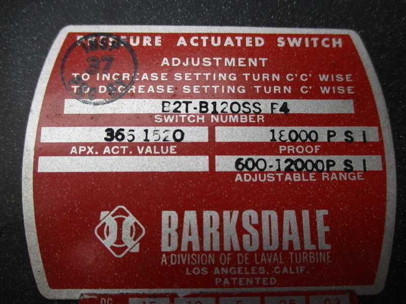 BARKSDALE B2T-B12OSS F4 NSNP