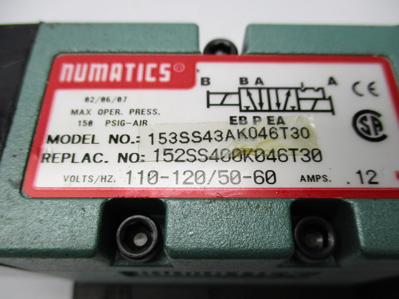 NUMATICS 153SS43AK046T30 110/120V NSNP