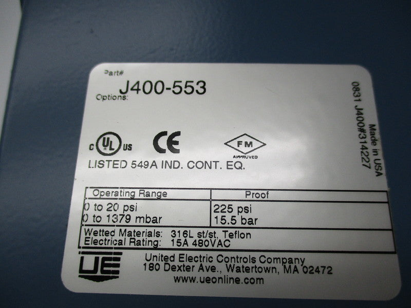 UNITED ELECTRIC J400-553 NSMP