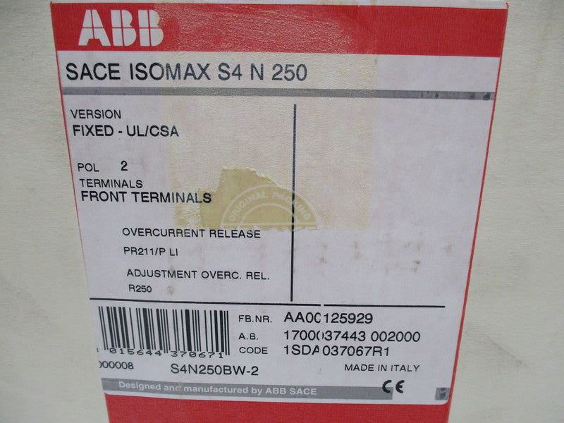 ABB SACE ISOMAX S4 N 250 NSMP