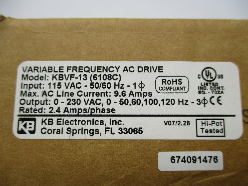 KB ELECTRONICS KBVF-13 NSMP